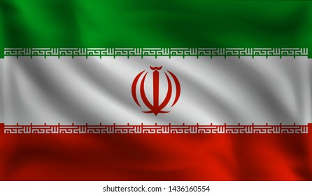 Waving Iranian flag, the flag of Iran, vector illustration