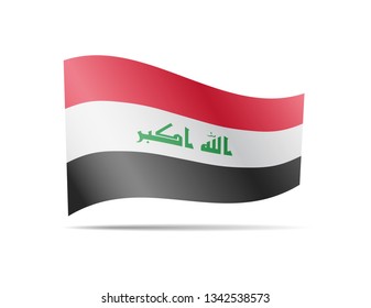 Waving Iraq flag in the wind. Flag on white background vector illustration