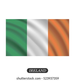 Waving Ireland flag on a white background. Vector illustration