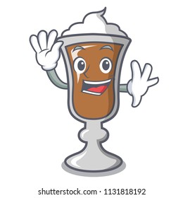 Waving irish coffee character cartoon