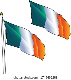 ondeando la bandera irlandesa en el póler de bandera