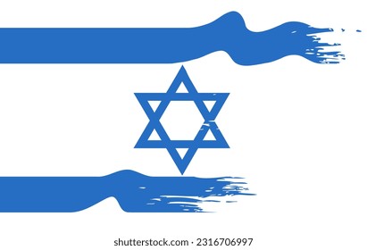 Waving Israel Flag, England brush stroke, grunge effect, tattered flag background. Vector file, hi-res.