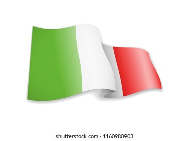 Waving Italy flag on white background. Vector illustration