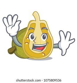 Waving jackfruit character cartoon style
