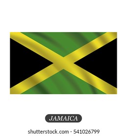 Waving Jamaica flag on a white background. Vector illustration