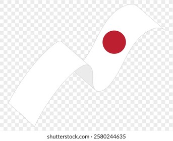 Waving Japanese flag isolated on transparent PNG background. Ideal for patriotic designs, cultural presentations, or digital projects. High-quality image featuring the iconic red circle symbolizing