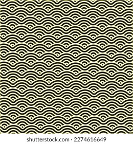 Waving Japanese Style Pattern Background Horizontal Black White