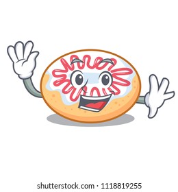 Waving jelly donut character cartoon