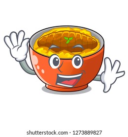 Waving katsudon sauce in the character bowl