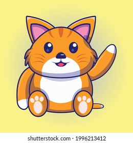 ondear ilustración vectorial de dibujos animados del gato kawaii