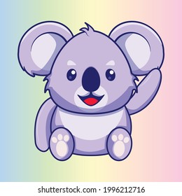 waving kawaii koala cartoon vector illustration