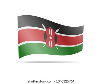 Waving Kenya flag in the wind. Flag on white background vector illustration