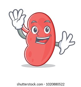 Waving kidney character cartoon style
