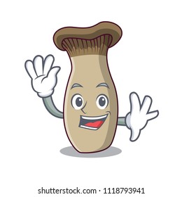 Waving king trumpet mushroom character cartoon