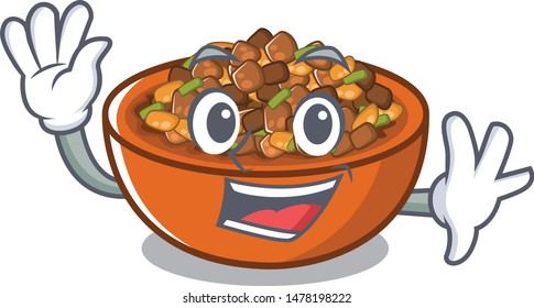 Waving kung pao chicken in a mascot