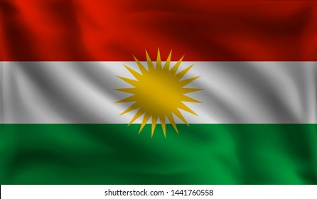 Waving Kurdistan region flag, the flag of Kurdistan region, vector illustration