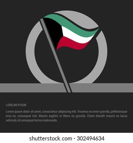 Waving Kuwait Flag badge design - independence day Label - Vector illustration