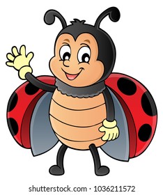 Waving ladybug theme image 1 - eps10 vector illustration.