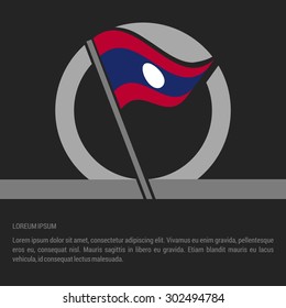 Waving Laos Flag badge design - independence day Label - Vector illustration