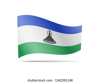 Waving Lesotho flag in the wind. Flag on white background vector illustration