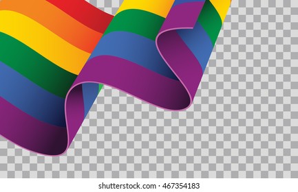 Waving LGBT Flag On Transparent Background Vector Illustration 