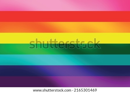 Waving LGBT pride flag, rainbow flag background. Multicolored peace flag movement. Original colors symbol. Horizontal stripes icon. EPS10 vector.