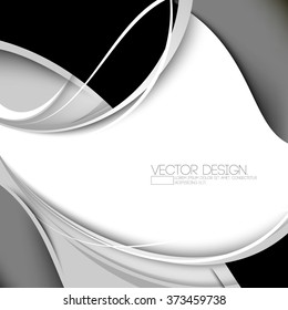 waving lines black and gray with white frame in the middle