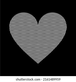 Waving Lines Heart-Shaped Illustration. Love Icon-Symbol. Vector Illustration