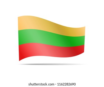 Waving Lithuania flag on white. Flag in the wind.