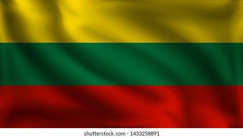 Waving Lithuania flag, the flag of Lithuania, vector illustration