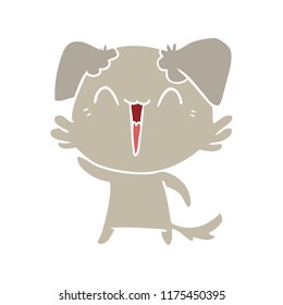 waving little dog flat color style cartoon