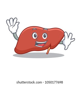 Waving liver character cartoon style