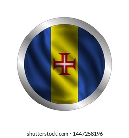 Waving Madeira flag, the flag of Madeira, vector illustration