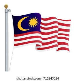 Waving Malaysia Flag Isolated On White Stock Vector (Royalty Free ...