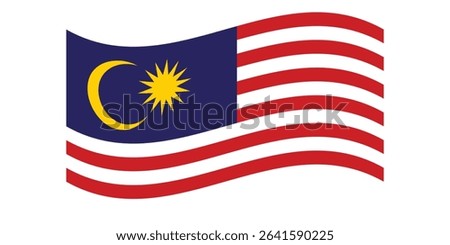 Waving Malaysia Flag – National Flag of Malaysia in Vector Illustration Style. Flag icon of Malaysia.