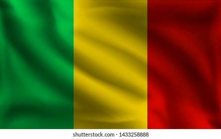 Waving Mali flag, the flag of Mali, vector illustration