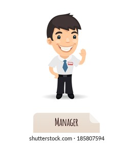 Waving Manager. In the EPS file, each element is grouped separately. Isolated on white background. Clipping paths included.