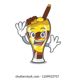 Waving mangonada fruit character cartoon