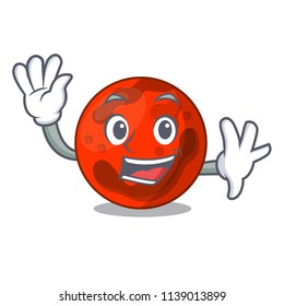 Waving mars planet character cartoon