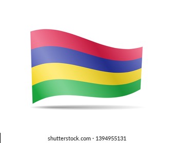 Waving Mauritius flag in the wind. Flag on white background vector illustration
