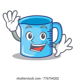 Waving measuring cup character cartoon