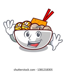 Waving meatball in the a mascot shape