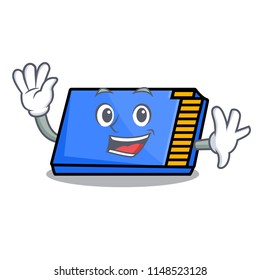Waving memory card character cartoon