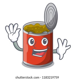 Waving metal food cans on a cartoon