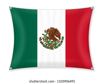 Waving Mexico flag on a white background.