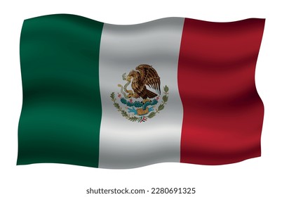 Waving Mexico Flag.Vector wavy flag of Mexico.