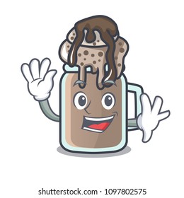 Waving milkshake character cartoon style