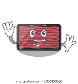 Waving minced meat on a mascot plate