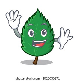 Waving mint leaves character cartoon