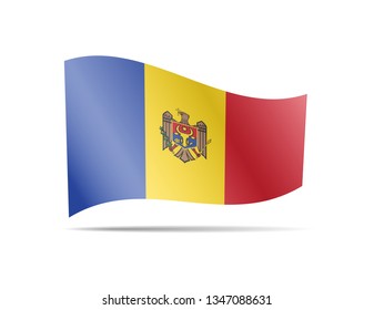Waving Moldova flag in the wind. Flag on white background vector illustration